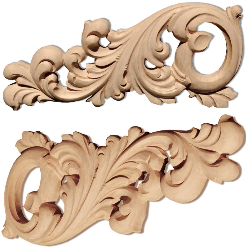 Marietta Scrolls Wood Carving - Wood Carvings - Leaf Motif Onlays